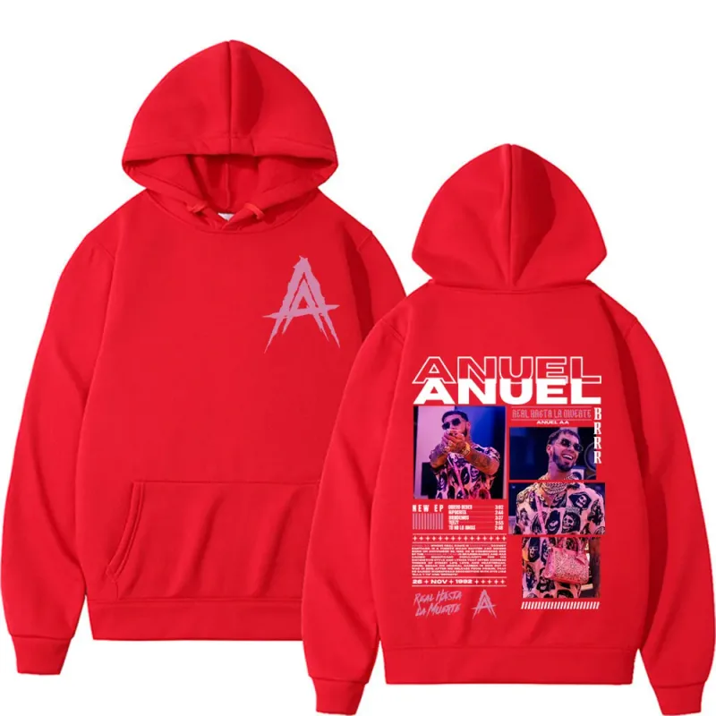 Rapper Anuel AA Real Hasta La Muerte Album Tour Hoodie Streetwear Men Women Vintage Hip Hop Pop Music Hoodies Casual Sweatshirts — image 7