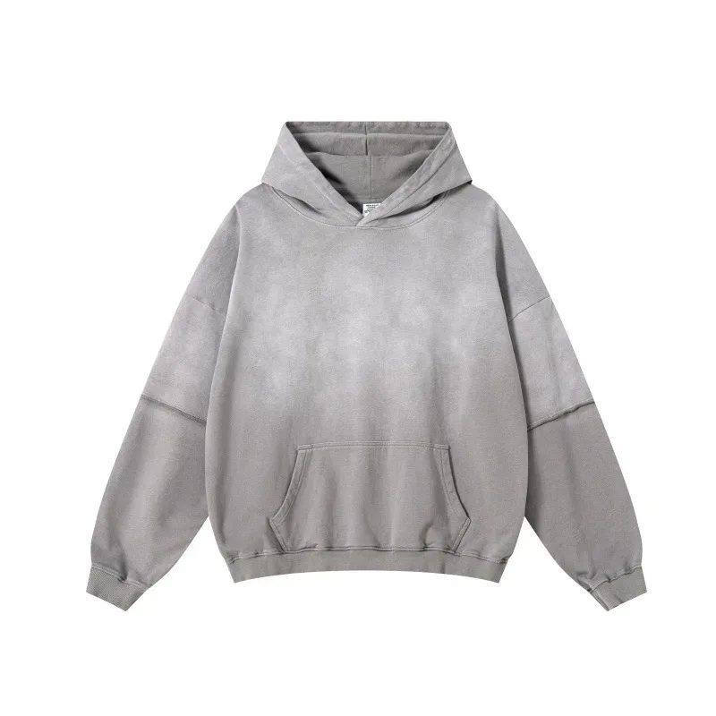 New Autumn Winter Men 400gsm Hoodies Streetwears High Street Heavy Weight Washed Cotton Sweatshirts Brand Tracksuit