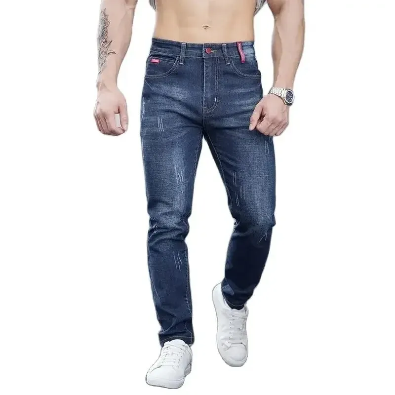 Năm 2025 Nam Slim Casual Đường Phố Cổ Điển Skinny Jeans Bút Chì Jeans Hợp Thời Trang Co Giãn Phong Cách Thoải Mái Thời Trang Đa Năng