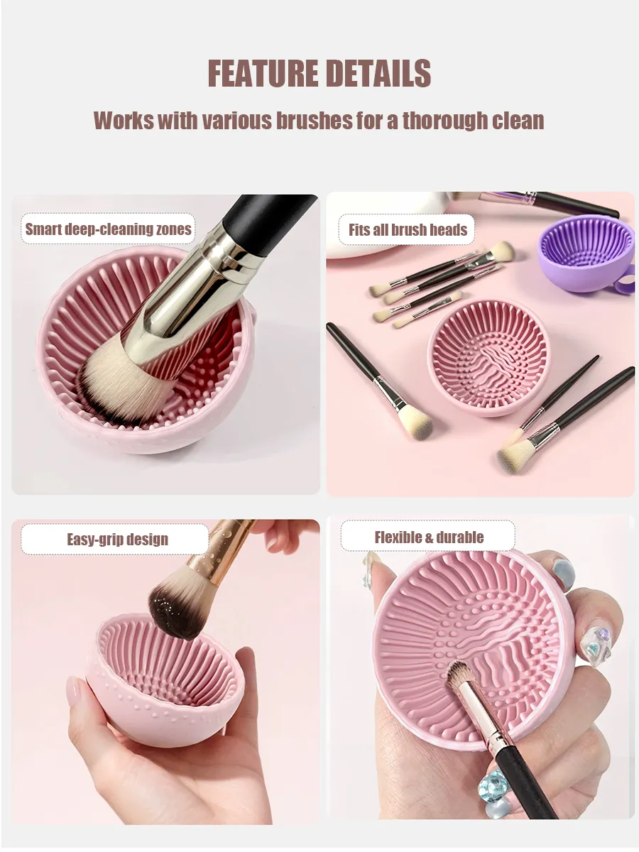 Mini High Appearance Makeup Brush Cleaner Bowl Shaped Washing Tool Cleans Brushes Cushion Puffs Sponges Space Saving Portable