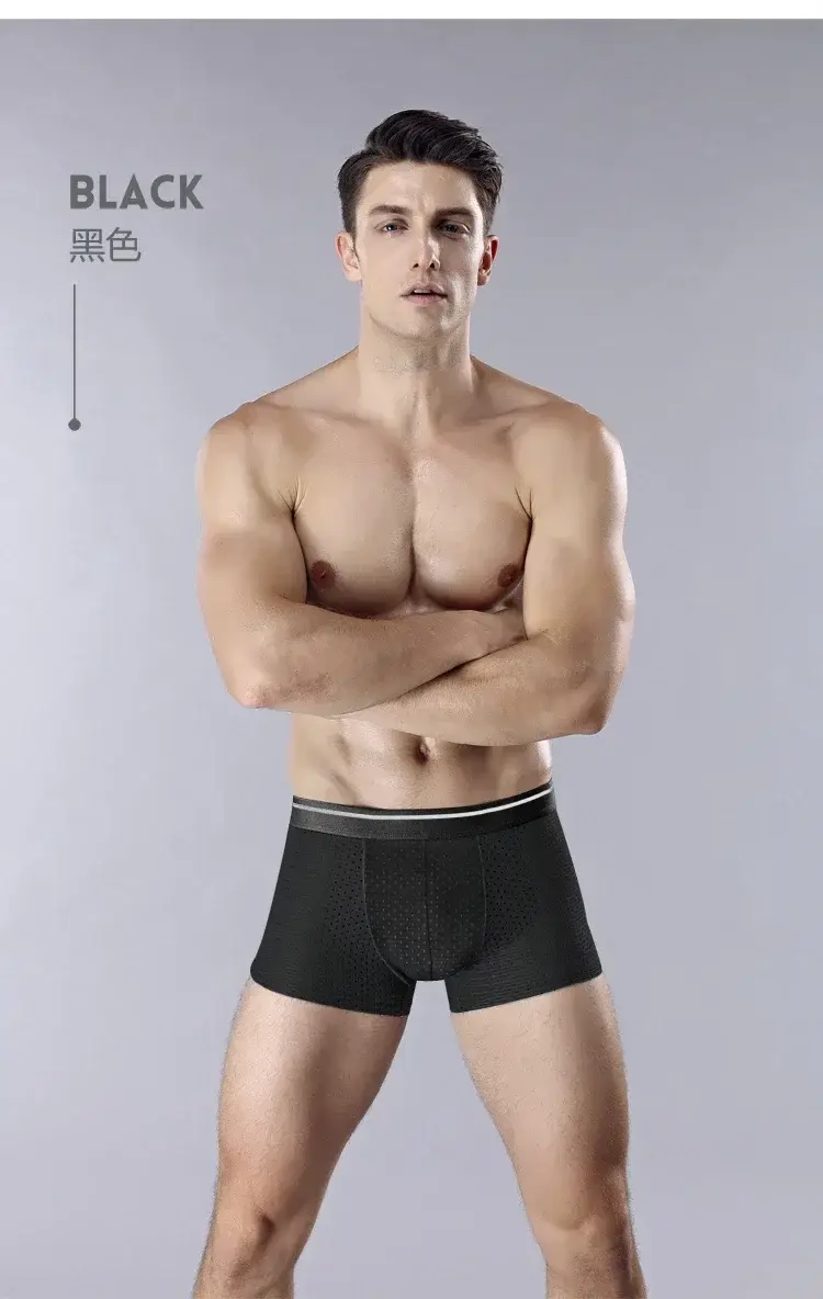 4 Buah/Lot Pakaian Dalam Sutra Es Pria Celana Pendek Ukuran Plus Celana Boxer Jaring Pakaian Dalam Sejuk Antibakteri Pakaian Dalam Cepat Kering Pria