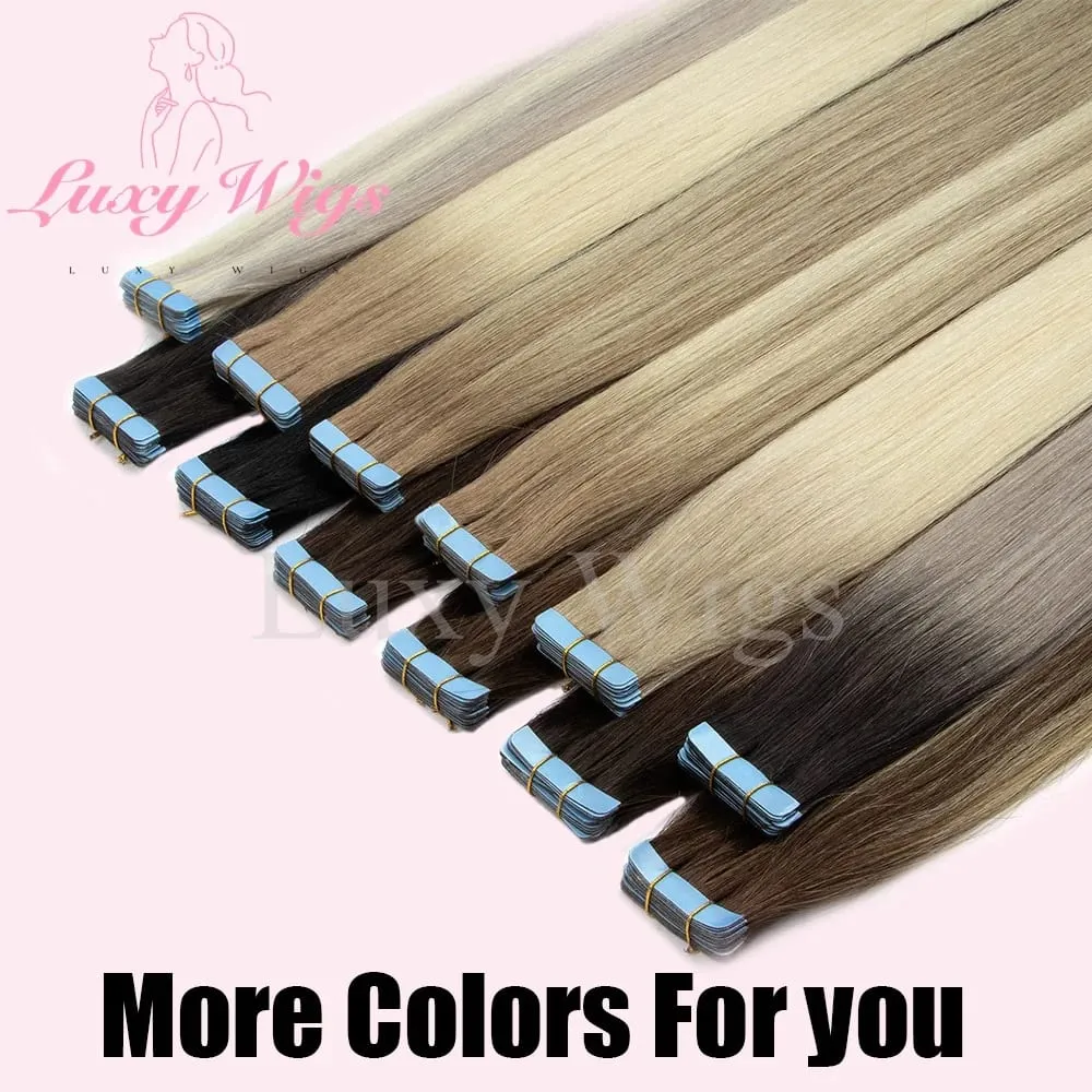 Highlights Gray Tape in Hair Extensions Human Hair Straight Black Blonde Seamless PU Skin Weft Tape In Hair Extensions 20PCS
