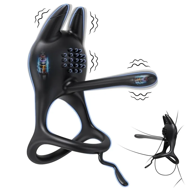 Vibrating Penis Ring Sex Toys for Couples Men Male Penis Massager Delay Ejaculation Cock Ring Clitoral G Spot Stimulation 18+