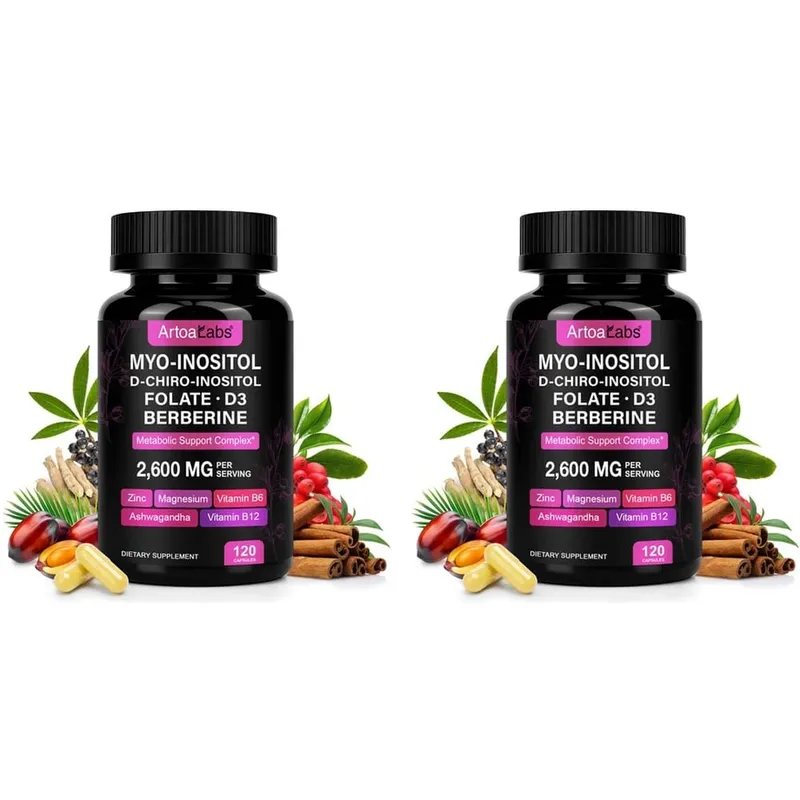 ArtoaLabs Myo & D-Chiro Inositol Capsules with Berberine Ashwagandha Metabolism & Women's Wellness Support 120 Capsules