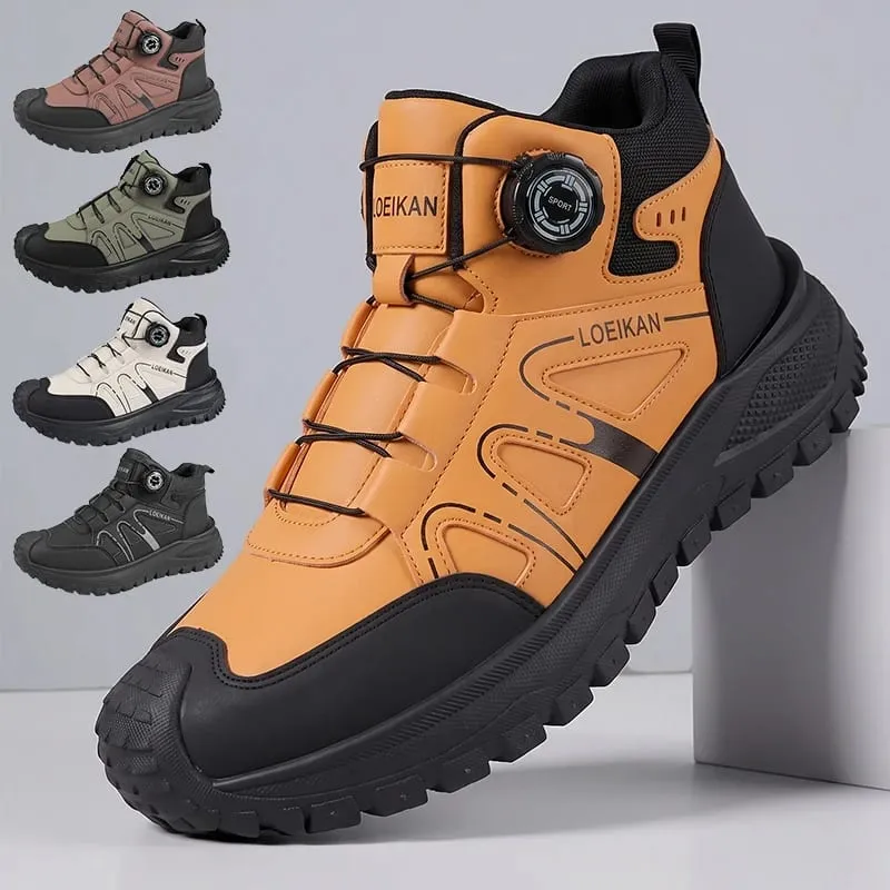 Unisex High‑top Casual Sneakers Rotary Buckle Slip‑on Thick Sole Fashion Daily Walking Shoes for Men Women