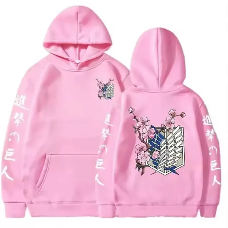 2026 Anime Attack On Titan Wings Of Liberty Sakura Wings of Liberty Graphic Men Women Hoodies Plus Size Sweatshirt Streetwear
