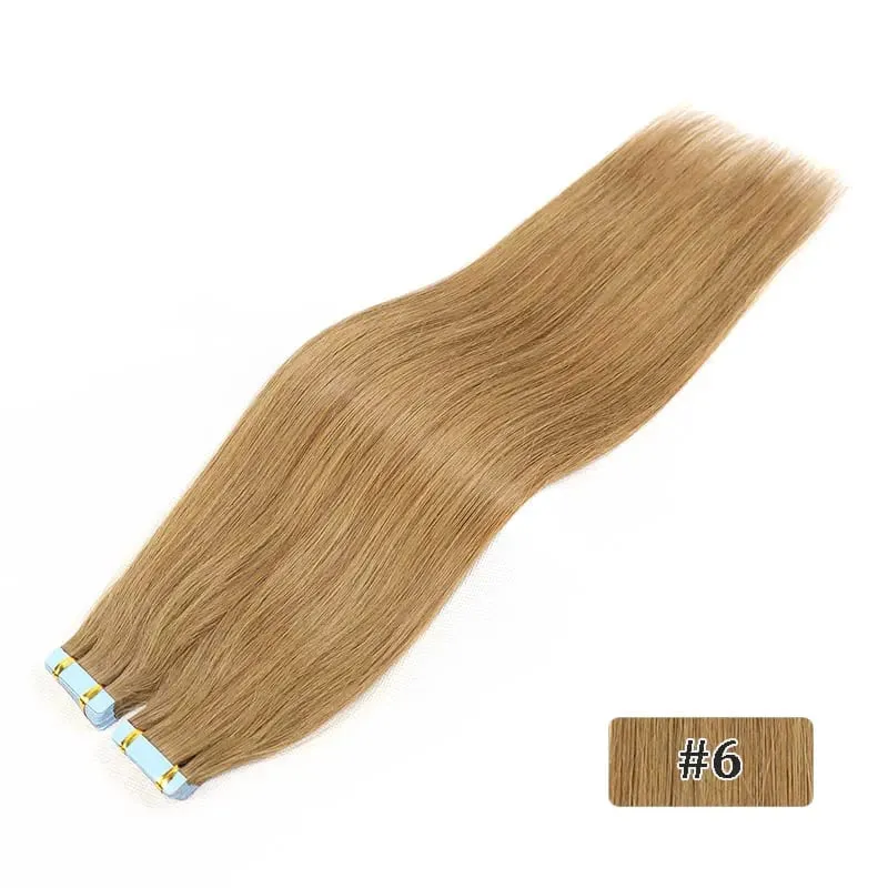 Tape In Hair Extensions Remy Human Hair Blonde Highlight Invisible Hair Extensions For Short Straight Hair 20Inch 20Pcs/Pack