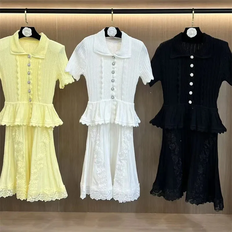 Y2K Summer New Arrival Elegant Knitted Mock Two-Piece Short Dress High-Quality Women's Fashion Casual Sweet Holiday Mini Skirt