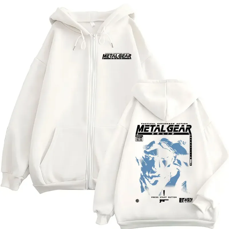 Metal Gear Solid Snake Game MGS1 Zipper Hoodies Men's Women Clothing Fashion Fleece Pullovers Zip Up Hooded Sweatshirts Jackets