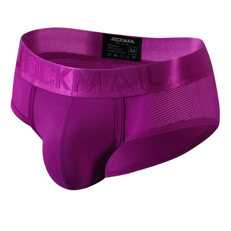 Jockmail Mens Underwear Briefs Mesh Breathable Sports Fitness Shorts Solid Color Sexy Low-rise Lingeries for Extreme Panties