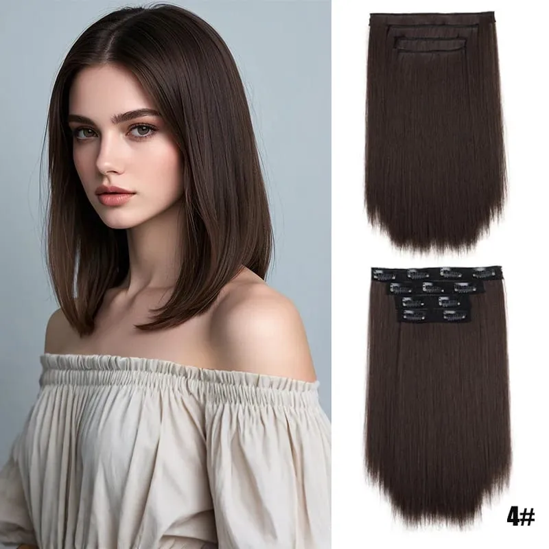 Wig piece for women long straight hair extensions 11 card four piece set synthetic clip hair