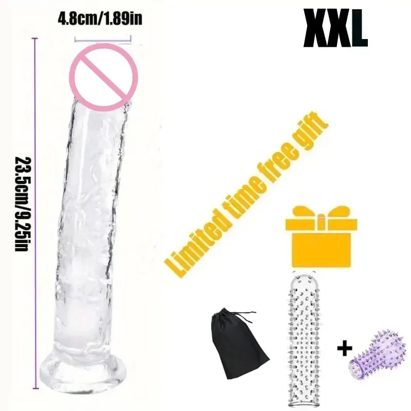Women Realistic Anal Butt Plug Transparent Dildo Suction Cup Big Dick Soft Masturbators G Spot Big Penis Adult Sex Product 18+