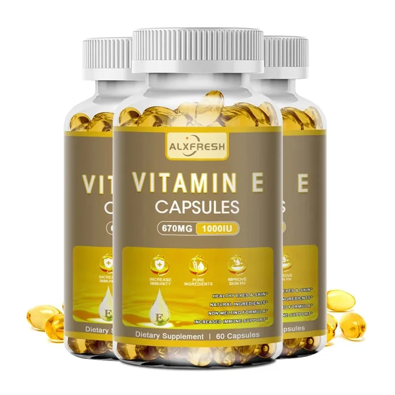 Alxfresh Vitamin E 670 mg (1000 IE) - Naturligt kosttilskud Antioxidant Hud Immunsystem Support Glutenfri Vegen