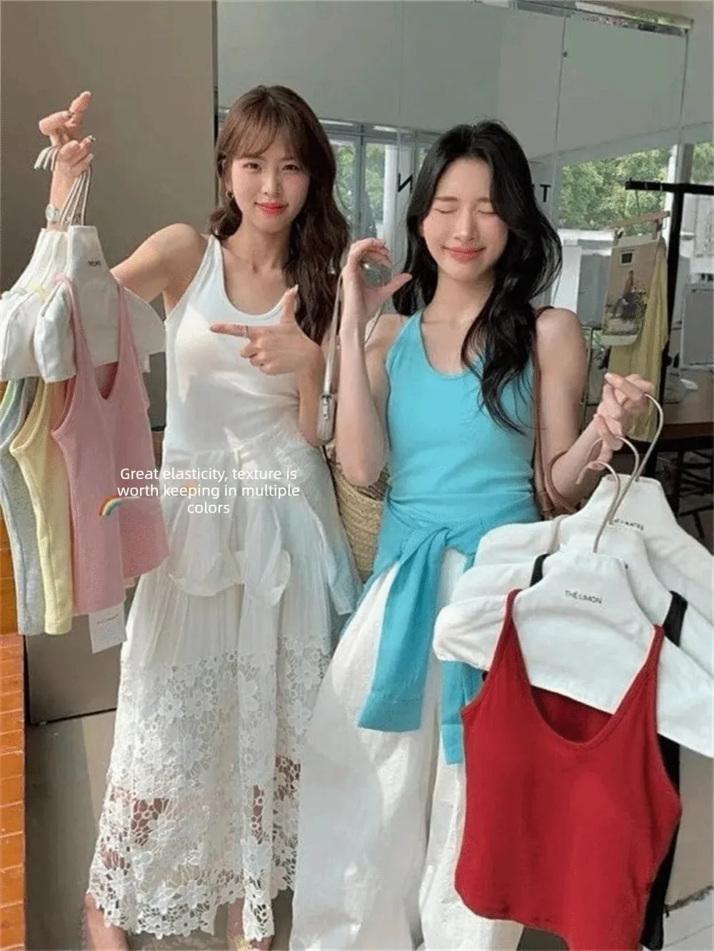 Korean Style with Chest Pad Strap Vest U-Neck Solid Color Backless Sleeveless Top Slimming Women Camis Summer