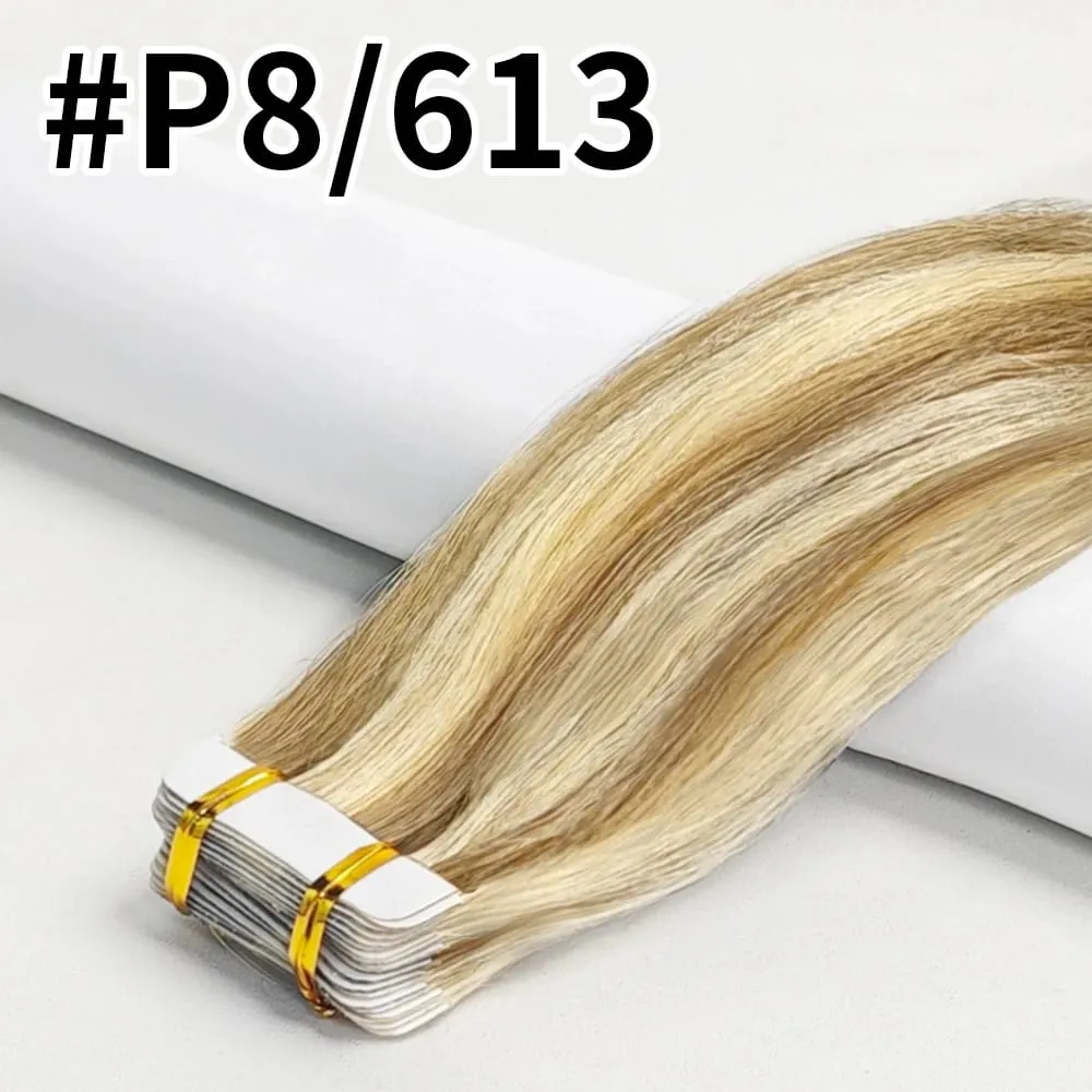 Bone Straight Tape In Hair Extensions Indian Hair Seamless Skin Weft Invisible Tape In Human Hair Extensions 50g/20pcs For Women