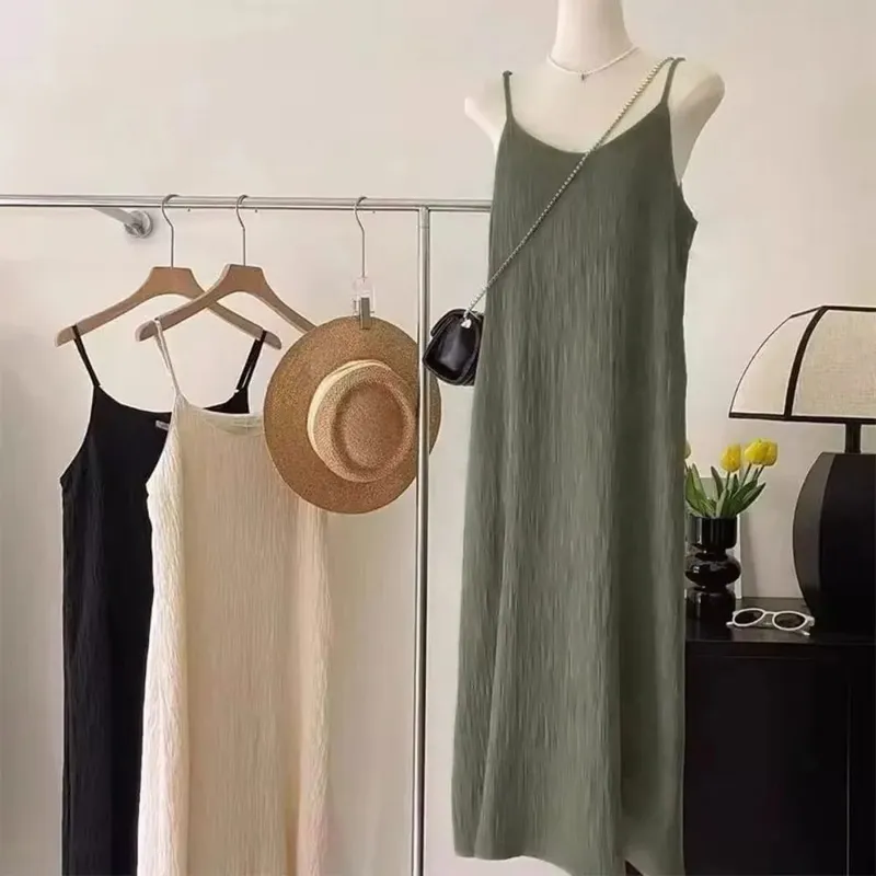 Elegant French Style Cami Maxi Dress Loose Fit Long Length Loose Fit Dress Sleeveless Summer Maxi Dress Vacation