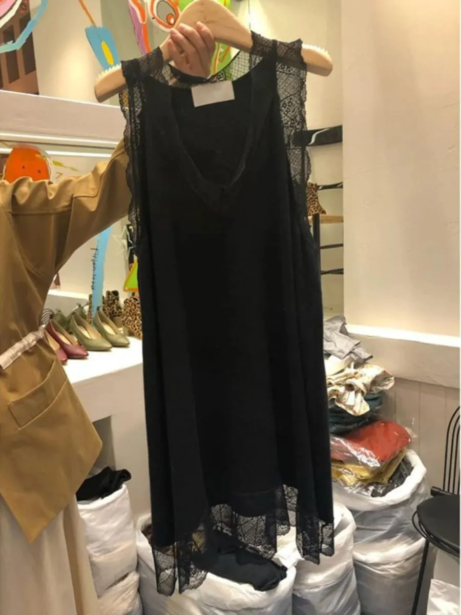 Elegant plus Size Summer Dress with Wood Grain Sleeveless Vest Style A-Line Midi Dress for Plump Women Korean Style