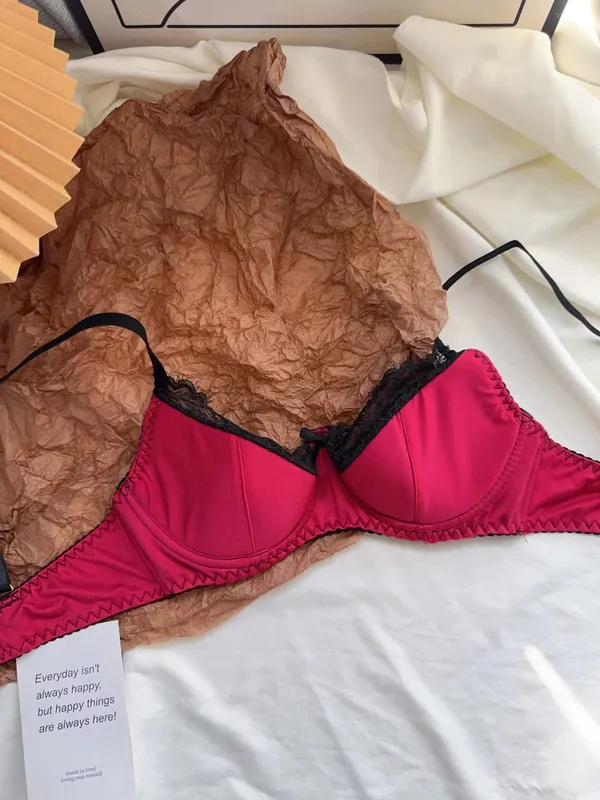 Satin Lace Lingerie Set for Women Push Up Bra & Briefs with Rabbit Ears Sensual Underwear