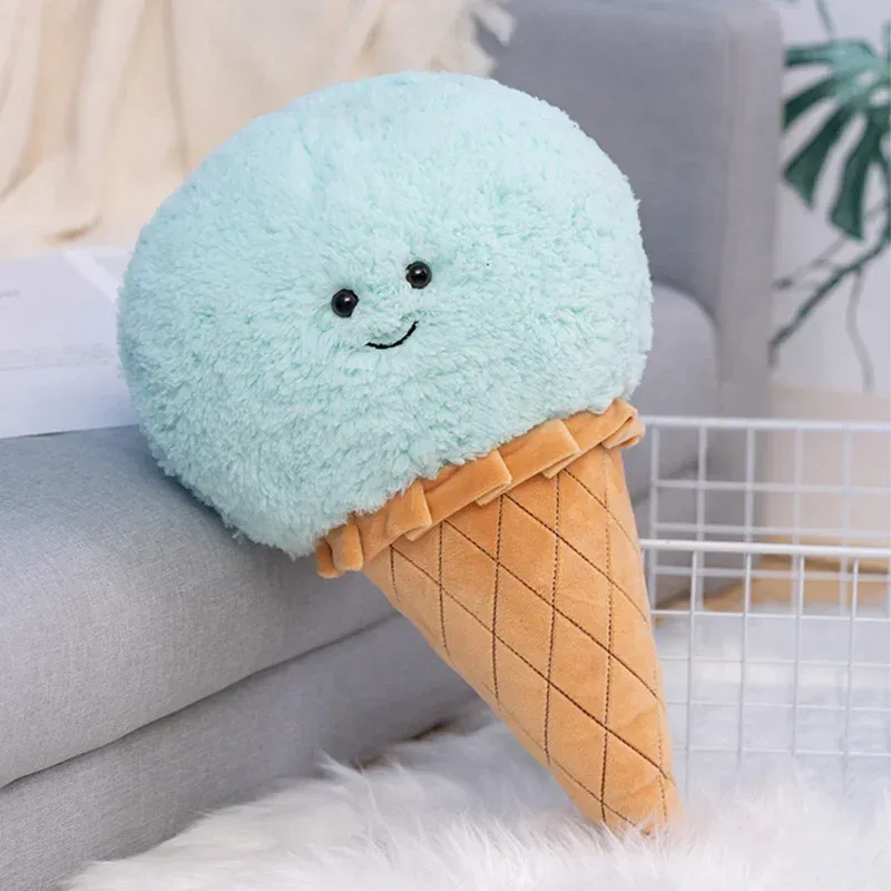 Lindo dibujo animado helado juguete de peluche comida rellena Snack almohada cojín cono niños juguetes Kawaii decoración de la habitación regalo de cumpleaños para niños