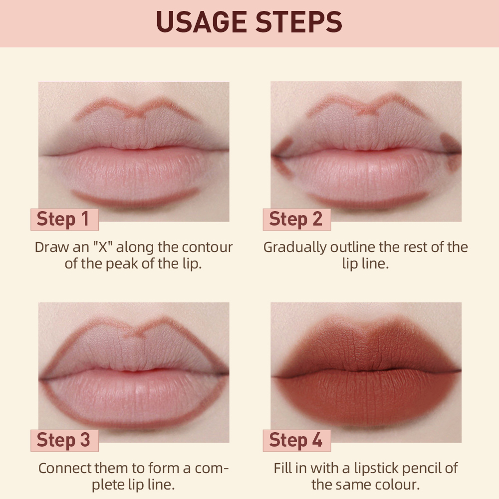 Set Pena Lipliner Lipstik 2 Buah Kosmetik Kontur Pensil Lip Liner Beludru Matte Kosmetik Tahan Lama Stik Bibir Merah Seksi