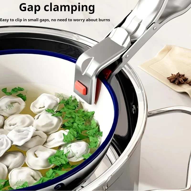 Heavy-Duty Stainless Steel Gripper Clips Hot Dish Plate Anti-Scald Clip Non-slip Bowls Clamp Holder for Frying Pans Steamer Oven