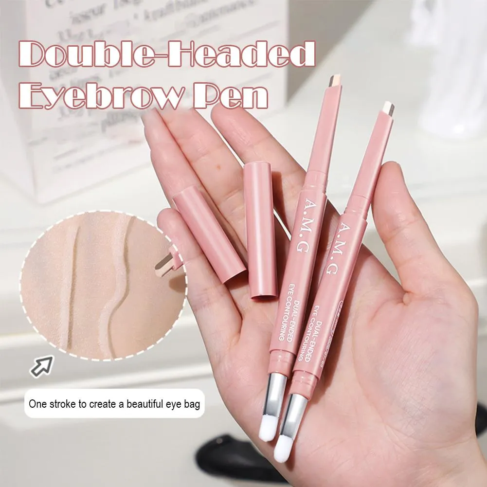 Double-headed Silkworm Eyeliner Pen Creamy Smooth Blendable Lying Silkworm Pencil Under Eye Highlight Contouring Pen With Brush