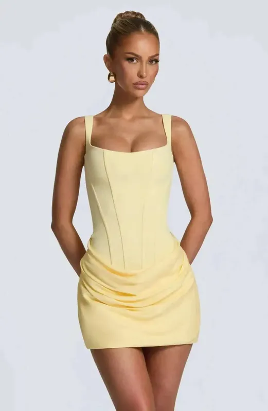 Giyu Sexy Club Party Mini Short Dresses 2026 Summer Sleeveless Backless Lace Up Bodycon Dress Fishbone Tunic Bandage Robe