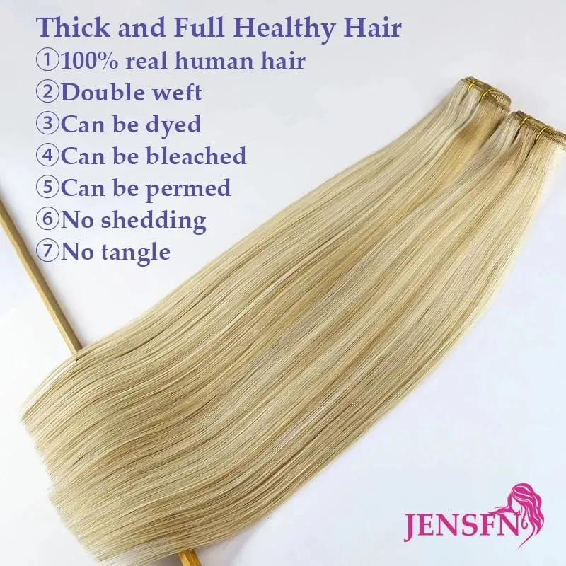 Straight 100% Real Human Hair Weft Bundles Extensions 50g/Pcs 16"-24" Remy Natural Hair Sew In Weaves Brown Blonde Color