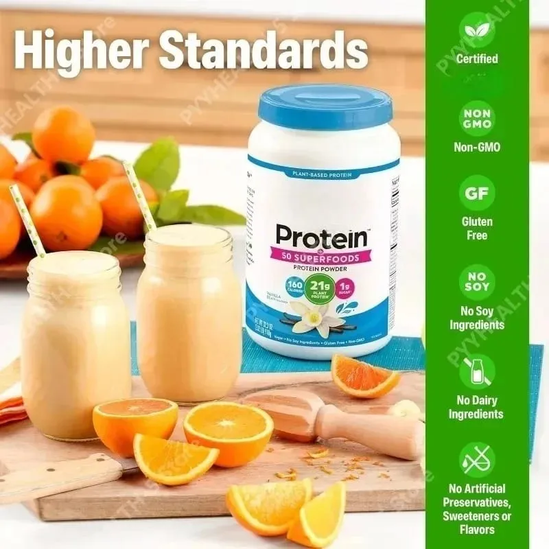 Vegan Protein Powder 21g Plant Based Protein 8g Prebiotic Fiber No Lactose Support Daily Nutritional Health 2.02 Lb