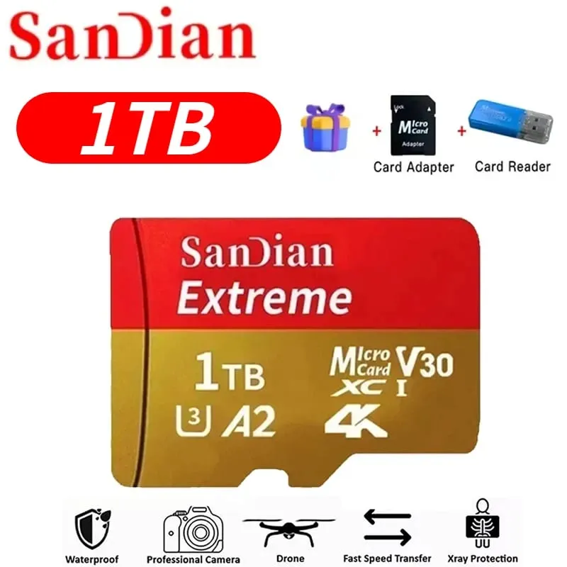 高速 Storge SD カード 128GB オリジナルマイクロ TF カード 512GB クラス 10 高速転送 カメラ/PC/電話用