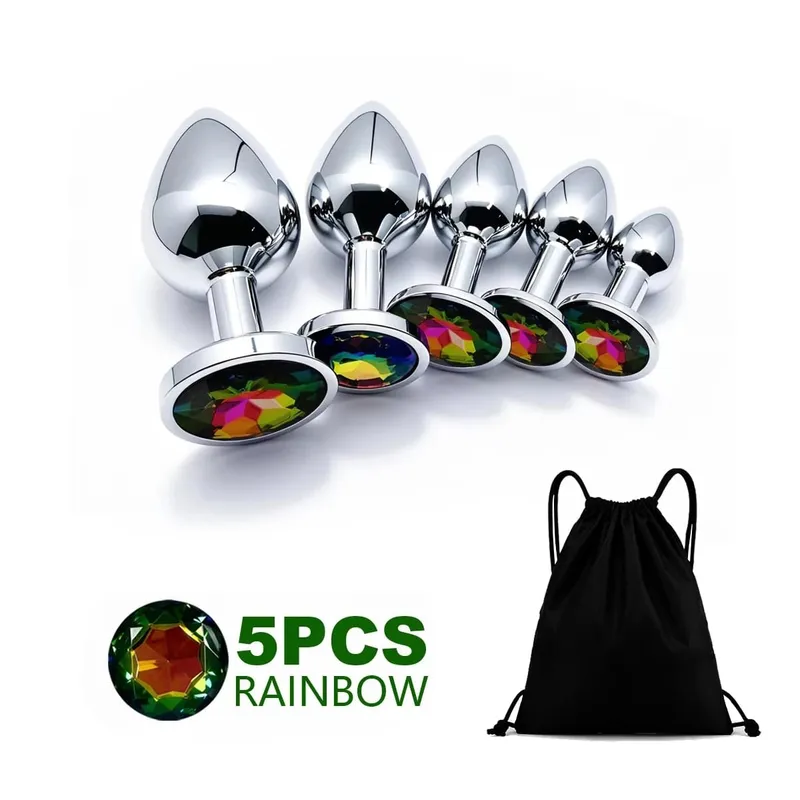 5 Size Metal Anal Plug Butt Plug Sex Toy Butt Toy for Women Men Couples Adult Game Masturbator Anal Diamond Sex Toys