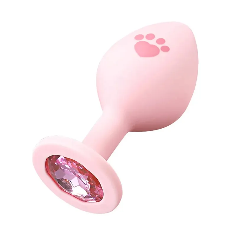 Soft Silicone Anal Plug Cat Paw Pattern 3 Sizes Butt Plug for Woman Men Gay Beginner Crystal Base Sex Toys For Adult Anal Dildo