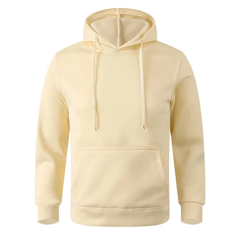 Men's and Women's Warm Sweatshirt Casual Solid Color Streetwear Pullovers Sport Fitness Pocket Hoodies Multi Color