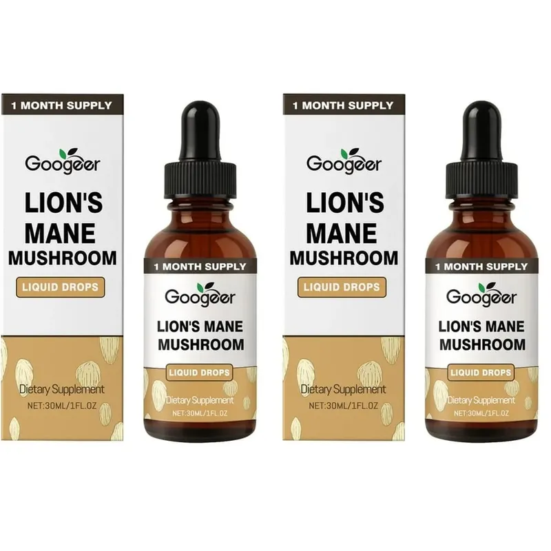 Googeer Lion's Mane Mushroom Flytande droppar minne och fokusstöd för kognitiv klarhet Mental smidighet Alkoholfri 30 ML