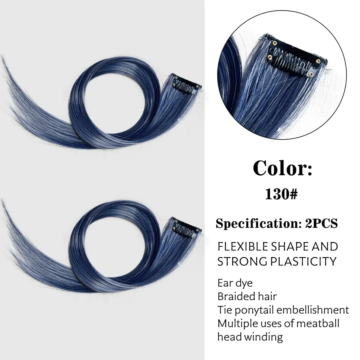 Synthetic Colored Clip In Hair Extensions Straight Highlight Hair Streaks Rainbow Hanging Hair Pieces Hairpiece For Women Party