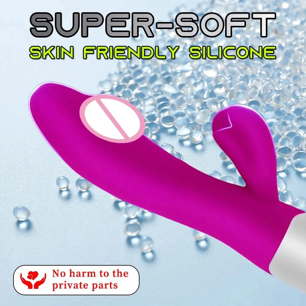 G Spot Silicone Rabbit Vibrator with Dual Vibration Clitoral Stimulator 10 Speed Adult Sex Toy for Women