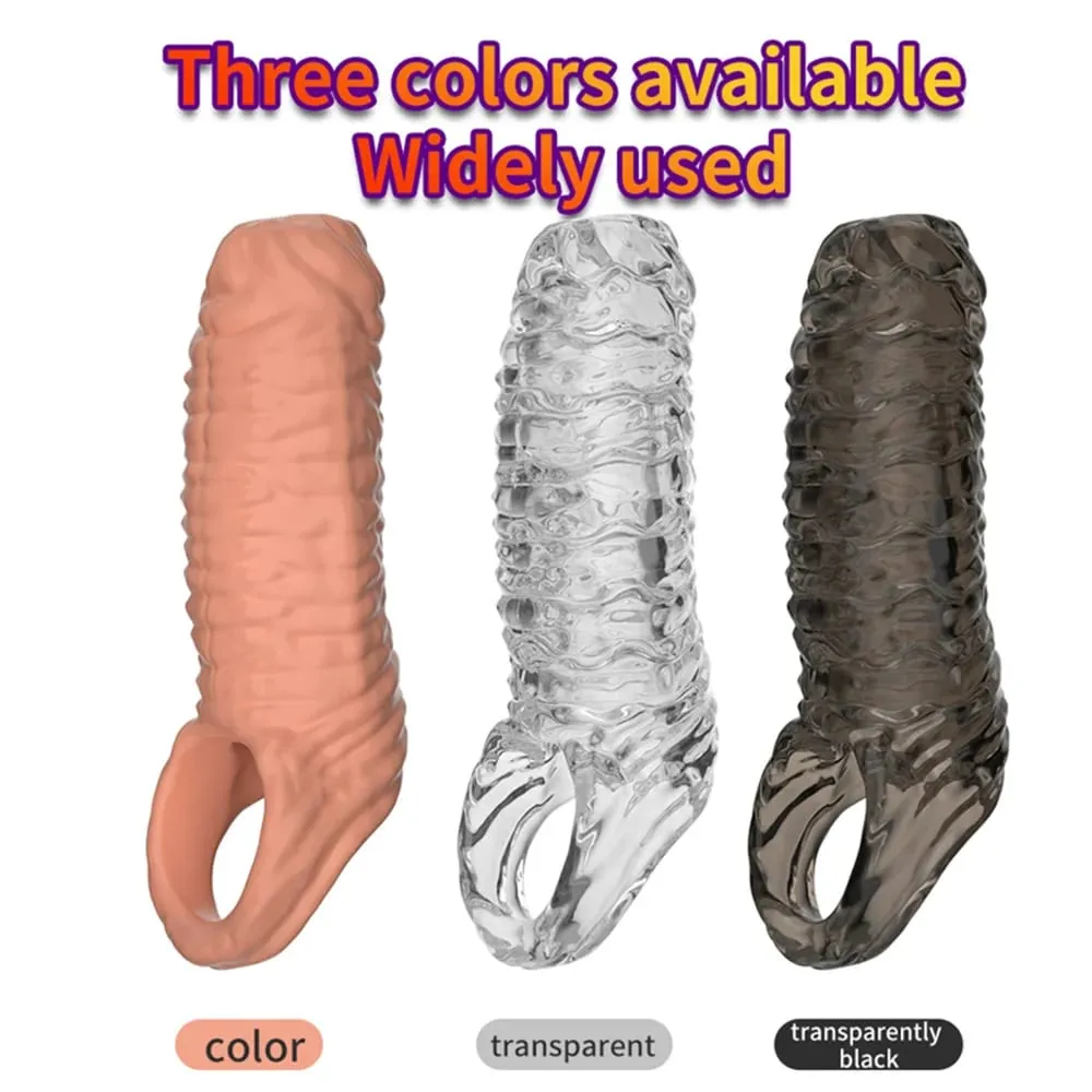 Reusable Penis Enlargement Sex Toys For Men Cock Ring Stretcher Extender Sleeve Condoms Goods Adults Products Erotic Couple Tool