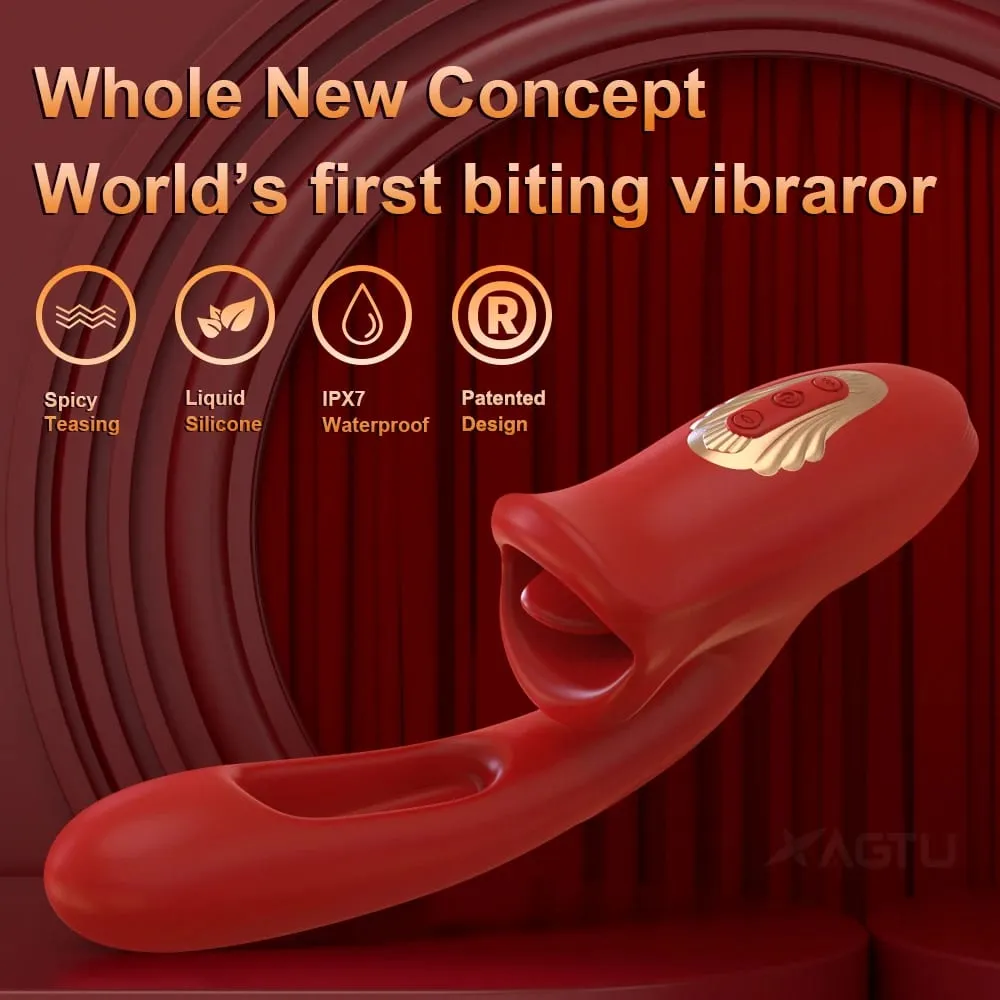 Pag-tap Flapping Vagina Dildo Vibrator para sa Babae Nakakagat Oral Dila Pagdila Clit Sucker Clitoris Stimulator Sex Toy para sa Babae