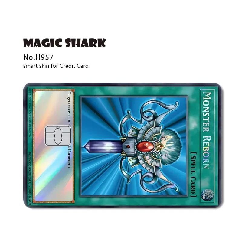 Magic Shark Yo-gi-oh Blue Eyes Dragon Game Shinny Holographic Laser Debit Credit Card Sticker Film Skin Front Cover
