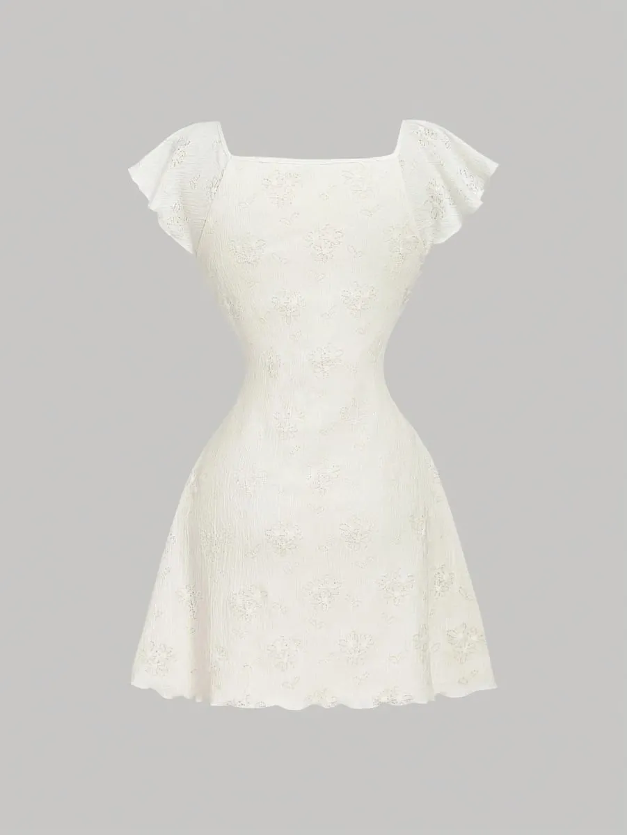 New Summer Dresses for Women Short Sleeve Women Dress Slim Square Collar Lace-up Mini Dress Women Vestidos De Verano Mujer Q3640