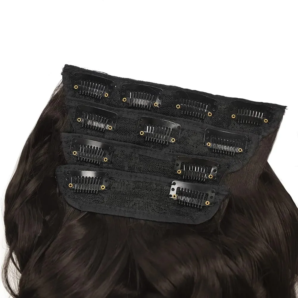Synthetic Long Loose Curly Clip In Hair Extension 20 Inch 4Pcs 200g Thick Double Weft Hairpieces European Princess Fiber Brown