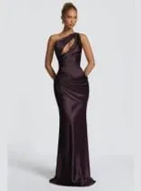 Solid Sexy Pleated Strapless Dress Women Chic Off-shoulder Backless High Waist Split Maxi Dresses 2026 New Evening Party Gown