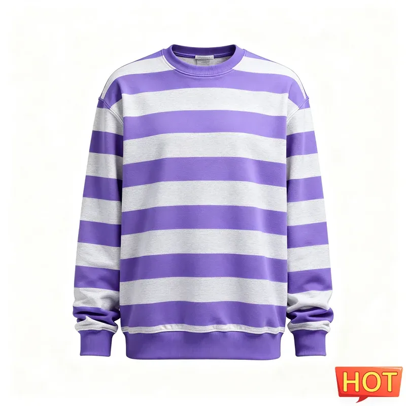 Fashion Striped Graphic Sweatshirts For Men Simple Trendy Long Sleeve 3D Printed Ugly Sweatshirt Casual Oversized Pullovers Tops