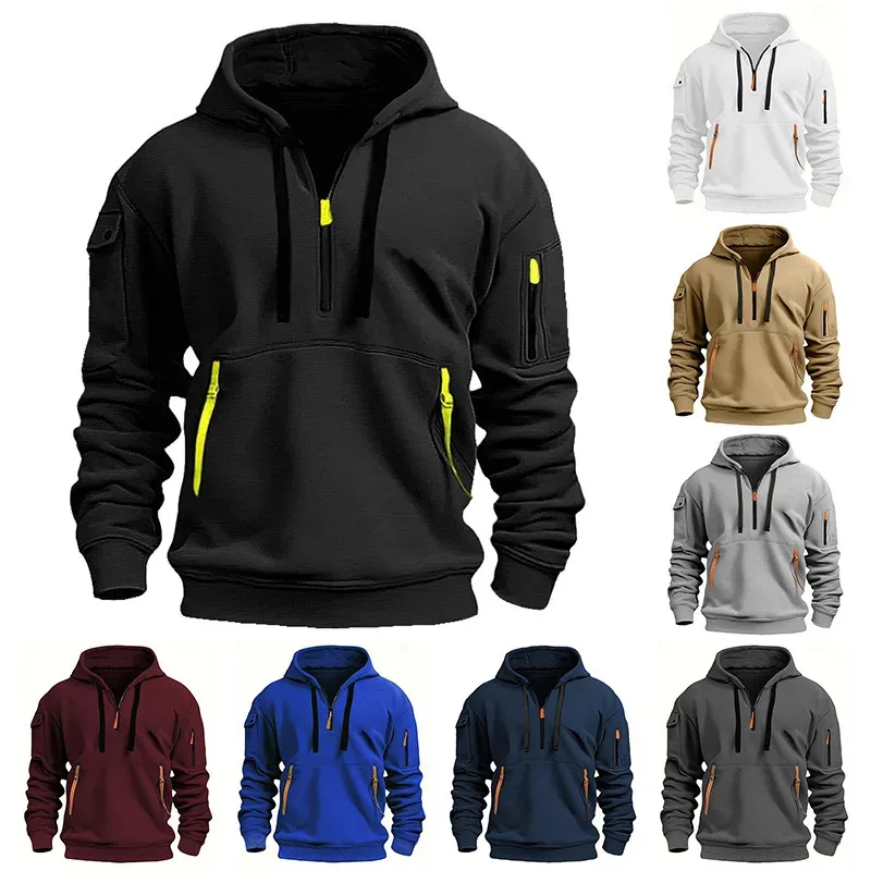Customized DIY Printed Hoodies for Men and Women, Loose Casual Sportswear with Zipper, Long Sleeved Hoodies with Multiple Pocket