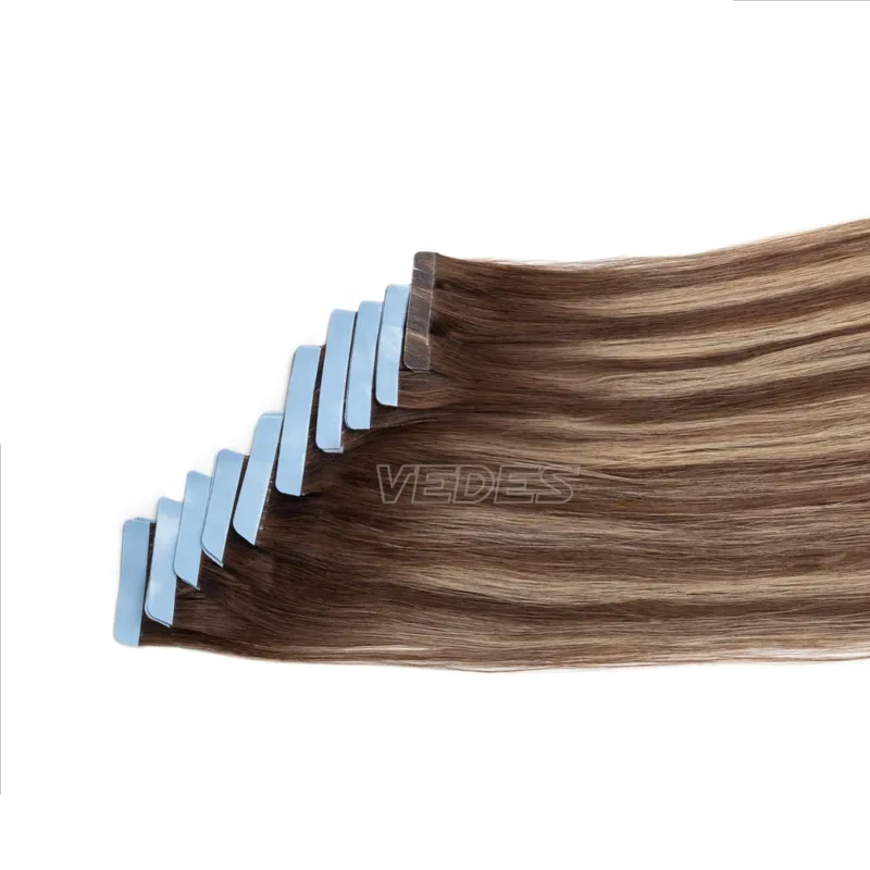 Taśma Ombre w doczepianiu włosów Taśma do włosów ludzkich w doczepach Balayage Off Czarny do srebrnego Mieszanka czarnego kleju w doczepach z ludzkich włosów