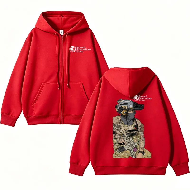 Forward Observations Group Graphi Zip Up Hoodie Fashion Skeleton Gothic Sportwear Men Women Fleece Loose Jackets Streetwear Male