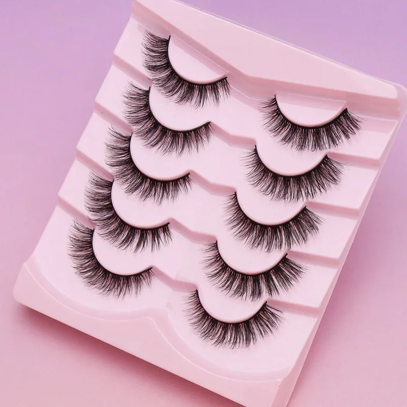 5 Ζεύγη βλεφαρίδων Cat Eye Faux Βλεφαρίδες Βιζόν Βλεφαρίδες με φτερωτό τέλος μακριές βλεφαρίδες Φυσικές μακριές βλεφαρίδες Manga Ψεύτικες βλεφαρίδες Μακιγιάζ