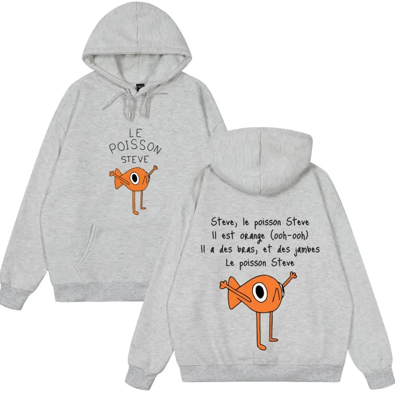 2025 Funny Fish Le Poisson Steve T Shirt Memes Cartoon Print Hoodies Spring Winter Style Fleece Hoodies Funny Couple Streetwears