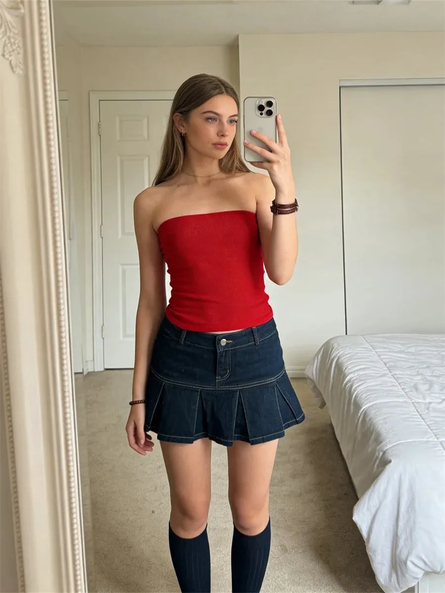 Women Sequined Tube Tops Strapless Sleeveless Slim Fit Cropped Vest 2026 Summer Club Street Tank Tops