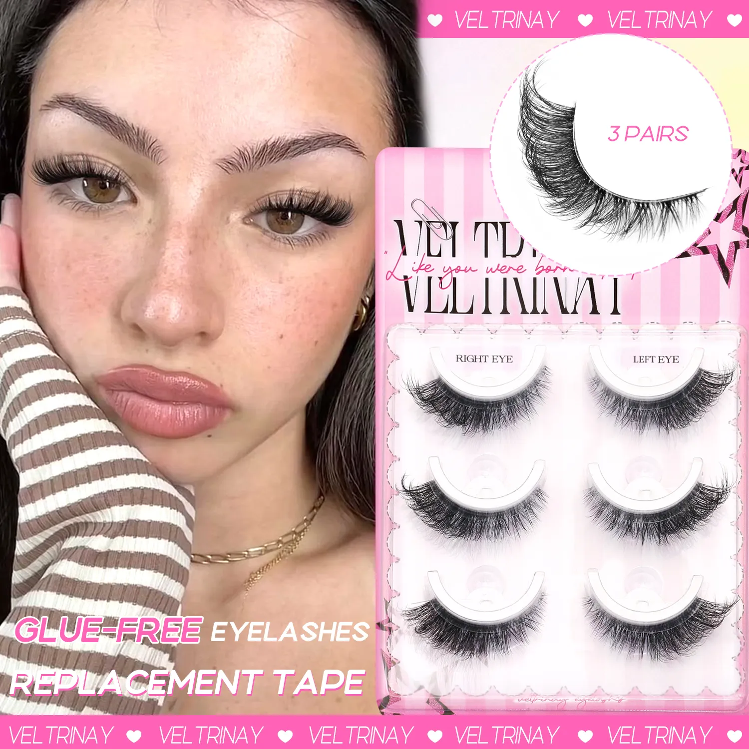 NO Glue Strips Lashes Natural Half Lashes Clear Band Short False Eyelashes Replaceable Eyelash Strips Eye Makeup — image 2